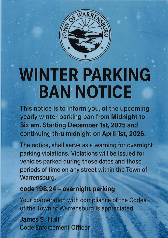 Winter Parking Ban Notice 